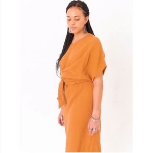 Elegant Orange Midi Dress